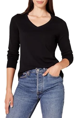 Amazon Maglione con Scollo A v A Maniche Lunghe Leggera con vestibilità Classica (Taglie Forti Disponibili) Donna, , M