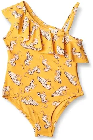 Amazon Costume da Bagno Intero Asimmetrico con Volant Bambine e Ragazze, , 8 Anni
