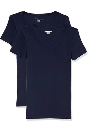 Amazon T-Shirt con Scollo a v a Maniche Corte Slim Donna, Pacco da 2, , XL