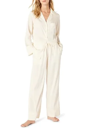 Amazon Set Pigiama in Raso con Maglia e Pantaloni Donna, , S
