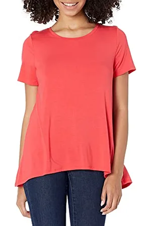 Amazon Maglietta a Maniche Corte con Scollo Rotondo, vestibilità Comoda (Taglie Forti Disponibili) Donna, , L