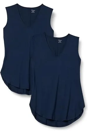 Amazon Top a Canotta con Scollo a v con vestibilità Standard in Jersey (in precedenza Daily Ritual) Donna, Pacco da 2, , M