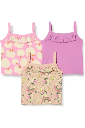 Amazon Canotte in cotone Bambine e Ragazze, Pacco da 3, , 6-7 anni