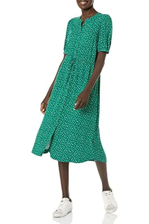 Amazon Abito Midi a Trapezio con Maniche a Tre Quarti e vestibilità Comoda Donna, , M