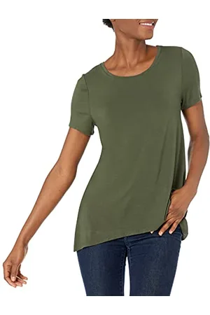 Amazon Maglietta a Maniche Corte con Scollo Rotondo, vestibilità Comoda (Taglie Forti Disponibili) Donna, , XL