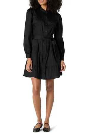 Amazon Abito Chemisier a Balze in Raso di Cotone Fit Classico Donna, , XXL