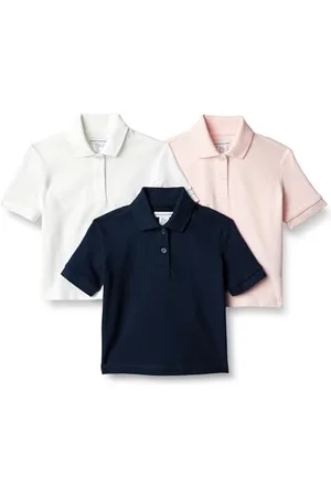 Amazon Polo in Cotone e Spandex Bambine e Ragazze, Pacco da 3, , 3 anni