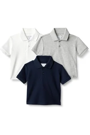 Amazon Polo in Piqué di Cotone e Spandex Bambini e Ragazzi, Pacco da 3, , 5 anni