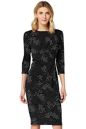TRUTH & FABLE Marchio Amazon - Tubino Midi in Cotone Jersey Donna, Multicolore (Mini Spot), 48, Label: XL