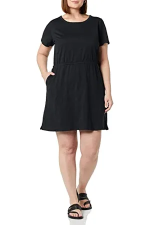 Amazon Miniabito a Maniche Corte in Jersey di Cotone con Elastico in Vita Donna, , M