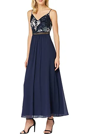 TRUTH & FABLE Marchio Amazon - Maxi Dress in Chiffon Donna, (Multi Spring Emb)., 40, Label: XS