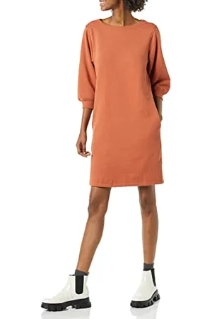 Amazon Abito in Felpa Girocollo con Maniche a Campana in Pile (Disponibile in Taglie Forti) Donna, , M