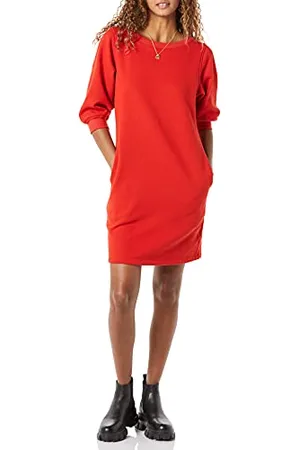 Amazon Abito in Felpa Girocollo con Maniche a Campana in Pile (Disponibile in Taglie Forti) Donna, , S