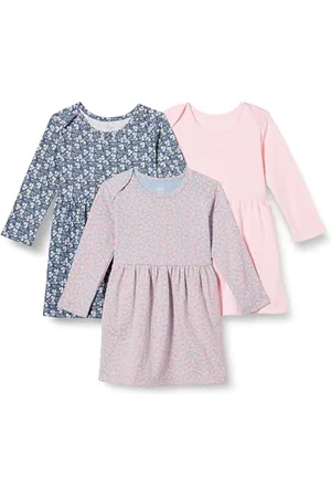 Amazon Abito In Cotone A Maniche Lunghe Bimba, Pacco da 3, , 6-9 mesi