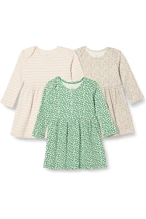 Amazon Abito In Cotone A Maniche Lunghe Bimba, Pacco da 3, , 6-9 mesi