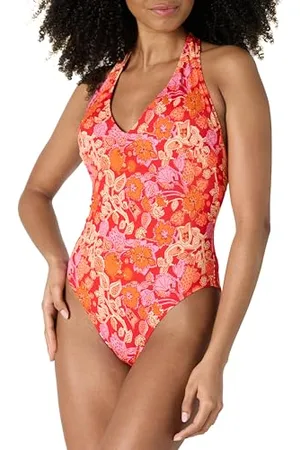 Amazon Costume da Bagno Intero con Scollo all’Americana Donna, , 48
