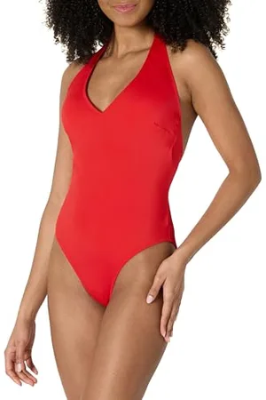 Amazon Costume da Bagno Intero con Scollo all’Americana Donna, , 52