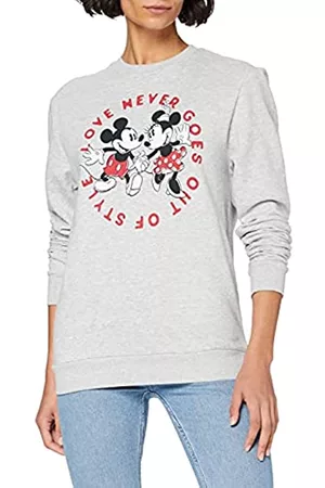 Disney Mickey And Minnie Love Never Goes out of Style Sweatshirt Felpa, Grigio , 48 Donna