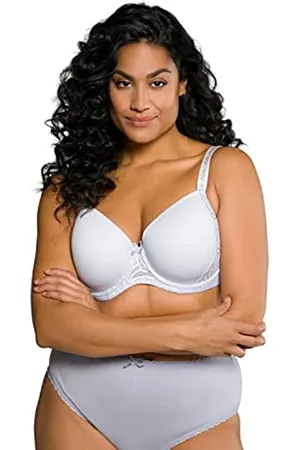 Ulla Popken Bügel-BH Larissa, Softcups, Spitze Reggiseni, Windmill Blue, 85 Donna