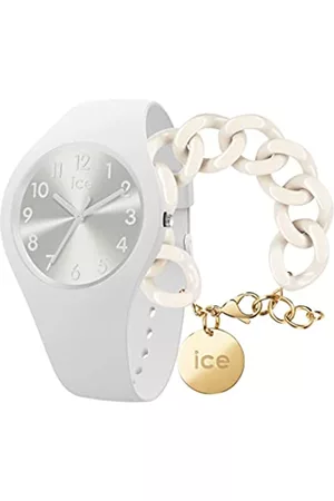 Ice-Watch Colour Spirit Orologio Bianco da Donna con Cinturino in Silicone, 018126 + Chain bracelet - Almond skin - Bracciale in maglia bianca XL da donna con medaglia d'oro
