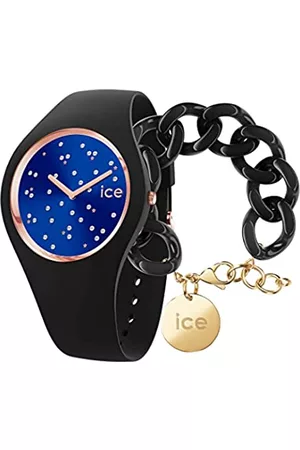 Ice-Watch Cosmos Star Deep blue - Orologio nero da Donna con Cinturino in silicone - 016298 + Chain bracelet - Black - Bracciale in maglia nera XL da donna con medaglia d'oro