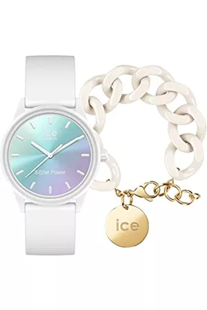 Ice-Watch Donna Bracciali - Orologio Analogueico Quarzo Donna con Cinturino in Silicone 020649 + Chain bracelet - Almond skin - Bracciale in maglia bianca XL da donna con medaglia d'oro