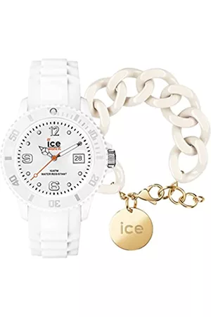 Ice-Watch Forever White - Orologio bianco Unisex con Cinturino in silicone - 000134 + Chain bracelet - Almond skin - Bracciale in maglia bianca XL da donna con medaglia d'oro