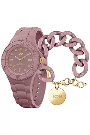 Ice-Watch ICE generation Fall rose, Orologio rosa da Donna con Cinturino in silicone, 019893, Piccolo + Chain bracelet - Fall rose - Bracciale in maglia rosa XL da donna con medaglia d'oro