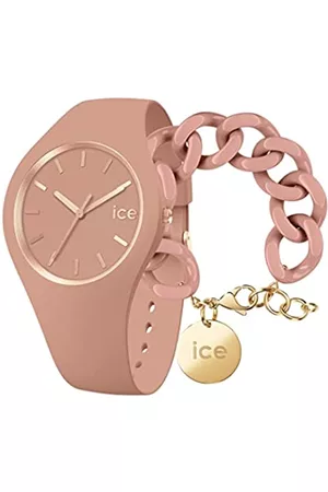 Ice-Watch Glam Brushed Clay - Orologio Rosa da Donna con Cinturino in Silicone - 019530 + Chain bracelet - Clay - Bracciale in maglia rosa XL da donna con medaglia d'oro