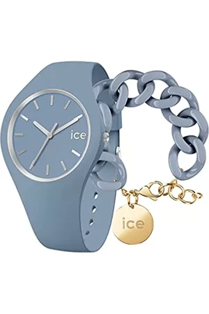 Ice-Watch Donna Bracciali - Glam brushed Artic blue Orologio blu da Donna con Cinturino in silicone 020543 + Chain bracelet - Artic blue - Bracciale in maglia blu XL da donna con medaglia d'oro