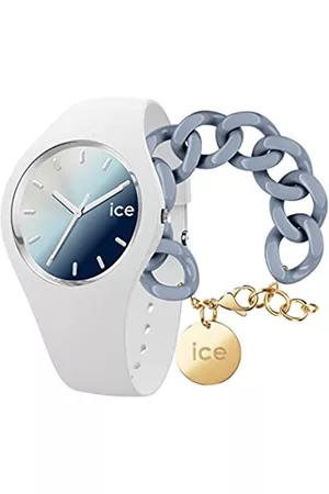 Ice-Watch Donna Bracciali - Orologio Analogueico Quarzo Donna con Cinturino in Silicone 020635 + Chain bracelet - Artic blue - Bracciale in maglia blu XL da donna con medaglia d'oro