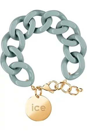 Ice-Watch ICE - Jewellery - Chain bracelet - Lagoon green - Bracciale in maglia verde XL da donna con medaglia d'oro