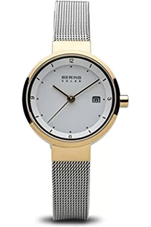 Bering Donna Analogico Solare Orologio con Cinturino in Acciaio inossidabile Cinturino e Vetro zaffiro