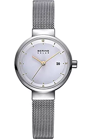 Bering Donna Orologi - Donna Analogico Solare Orologio con Cinturino in Acciaio inossidabile Cinturino e Vetro zaffiro
