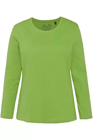 Ulla Popken Donna T-shirt a maniche lunghe - Maglia Girocollo Slim Manica Lunga T-Shirt, , 52/54 IT Donna