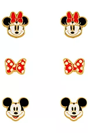 Disney Donna Orecchini - Topolino & Minnie Mouse Nero, Bianco & Rosso Trio Set di Orecchini SF00466YL, Misura Unica, Ottone, Senza Pietre preziose