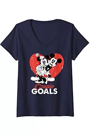 Disney Donna T-shirt - Mickey & Minnie Mouse Couple Goals Maglietta con Collo a V