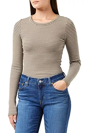 JACK & JONES Donna Maglie a maniche lunghe - JXFREYA LS Rib Stripe Tee Noos Maglia a Maniche Lunghe, , L da Donna