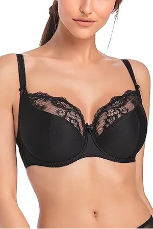 ASOS DESIGN - Nina - Reggiseno a balconcino trasparente in pizzo nero a  fiori con bordi a festoncino