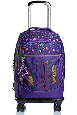 Seven Trolley Scuola, Flying Dreams, Lilla, 2in 1 con Spallacci Uso Zaino  con Cross-Over System & Iridescent, Astuccio 3 Scomparti, Astuccio Scuola 3