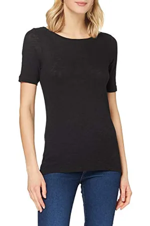 Marc O’ Polo Marc OߴPolo Donna T-Shirt in Cotone bio con Scollo a Barca, (Black), XL