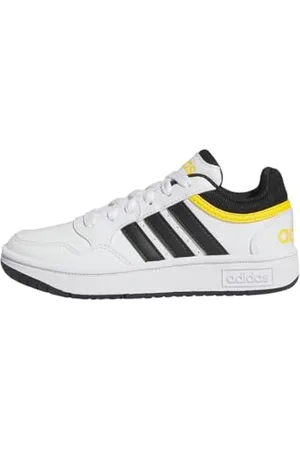 adidas Hoops Shoes, Scarpe Unisex-Adulto, Cloud White/Core Black/Bold Gold, 36 2/3 EU