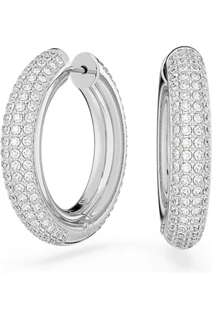 Swarovski Dextera Orecchini a Cerchio Medi, con Cristalli , Placcati in Tonalità Rodio, Bianco