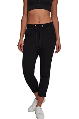 Urban classics Pantaloni da Donna Open Edge Terry Turn Up Sportivi, (Black 00007), S