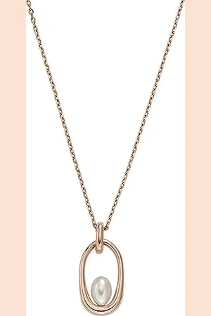 Skagen Collana da donna, Agnethe Pearl Pendant Necklace, (Gold and White)