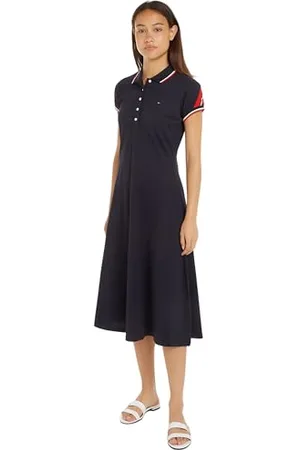 Tommy Hilfiger Abito a Polo Donna Lunghezza al Ginocchio, (Desert Sky), XS