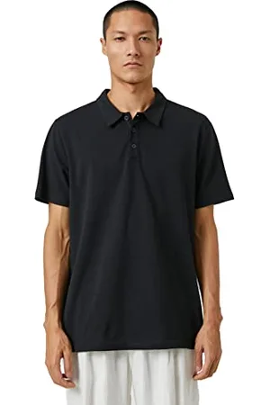 Koton Maglietta Polo Basic con Scollo a Bottone T-Shirt, (999), M Uomo