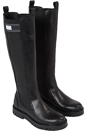 Tommy Hilfiger Stivali Donna High Shaft in Pelle, (Black), 36 EU