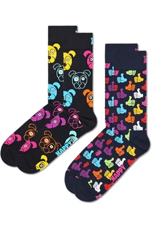 Happy Socks Colorate e divertenti Calzini 2-Pack Classic Dog Socks Taglia 41-46