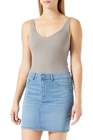 JDY Tulga HW-Maglietta Corta Lb DNM Gonna, , X-Small Donna